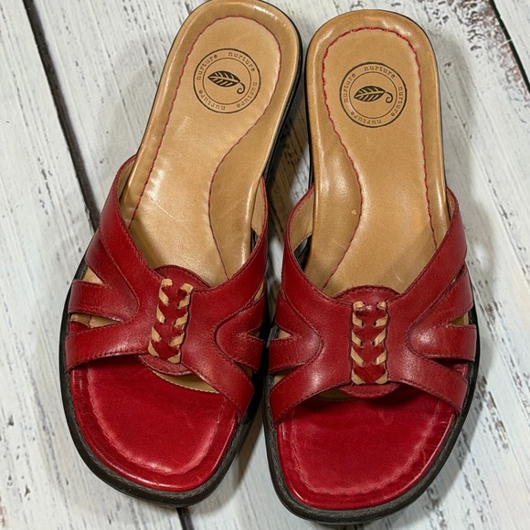 Nurture Shoes - Nurture Women's Size 6M Shoes Red Leather Comfort Open Toe Sandals Low Heel